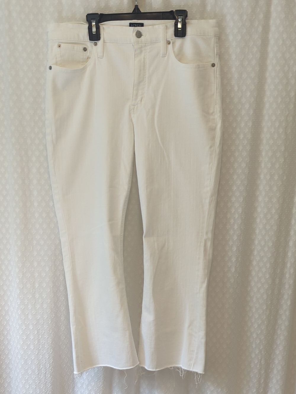 J. Crew White Mid-Rise Flare Crop Jeans, Women's 31